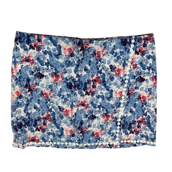 Crown & Ivy Blue Redish Pink Pull Up Faux Wrap Skort Size 16 Stretch Athleisure - Picture 1 of 7